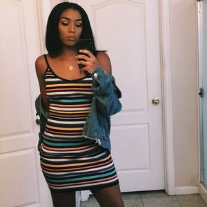 Striped multicolored mini dress